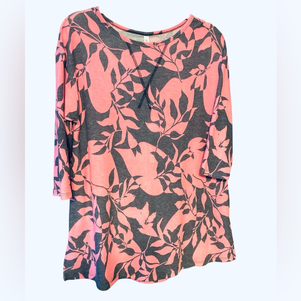 NEW Dear Scarlet Leaf-Print Relaxed Tunic French Terry